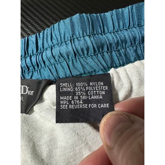 Vintage Christian Dior Monsieur Nylon Track Pants Lined Teal Blue Green Size XL - Picture 4 of 13